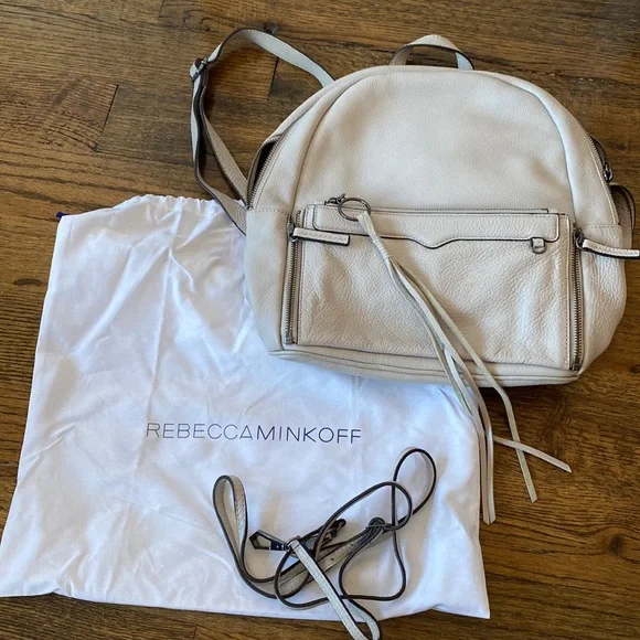 3-in-1 Rebecca Minkoff Tumbled leather backpack/clutch Rebecca Minkoff Mini Studded Leather Backpack, Almond  main image 3
